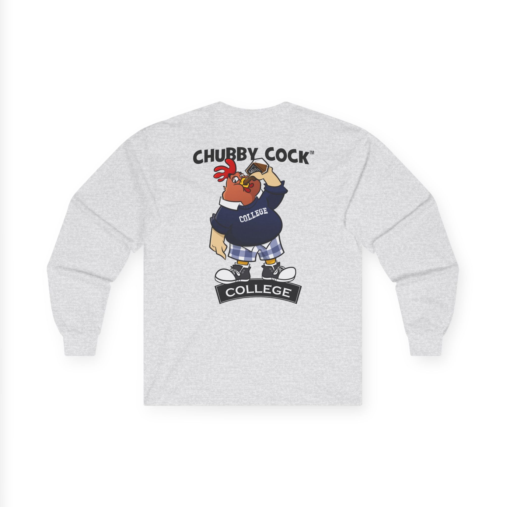 Chubby Cock College Long Sleeve Tee - Unisex Heavy Cotton Long Sleeve Tee - Farm Animal Graphic Tee - Gift for Him or Her - Unisex Ultra Cotton Long Sleeve Tee