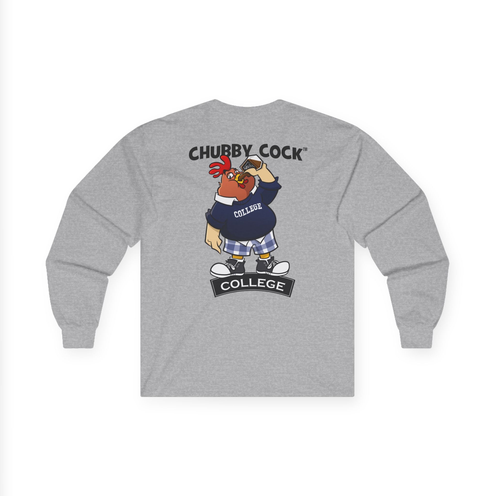 Chubby Cock College Long Sleeve Tee - Unisex Heavy Cotton Long Sleeve Tee - Farm Animal Graphic Tee - Gift for Him or Her - Unisex Ultra Cotton Long Sleeve Tee