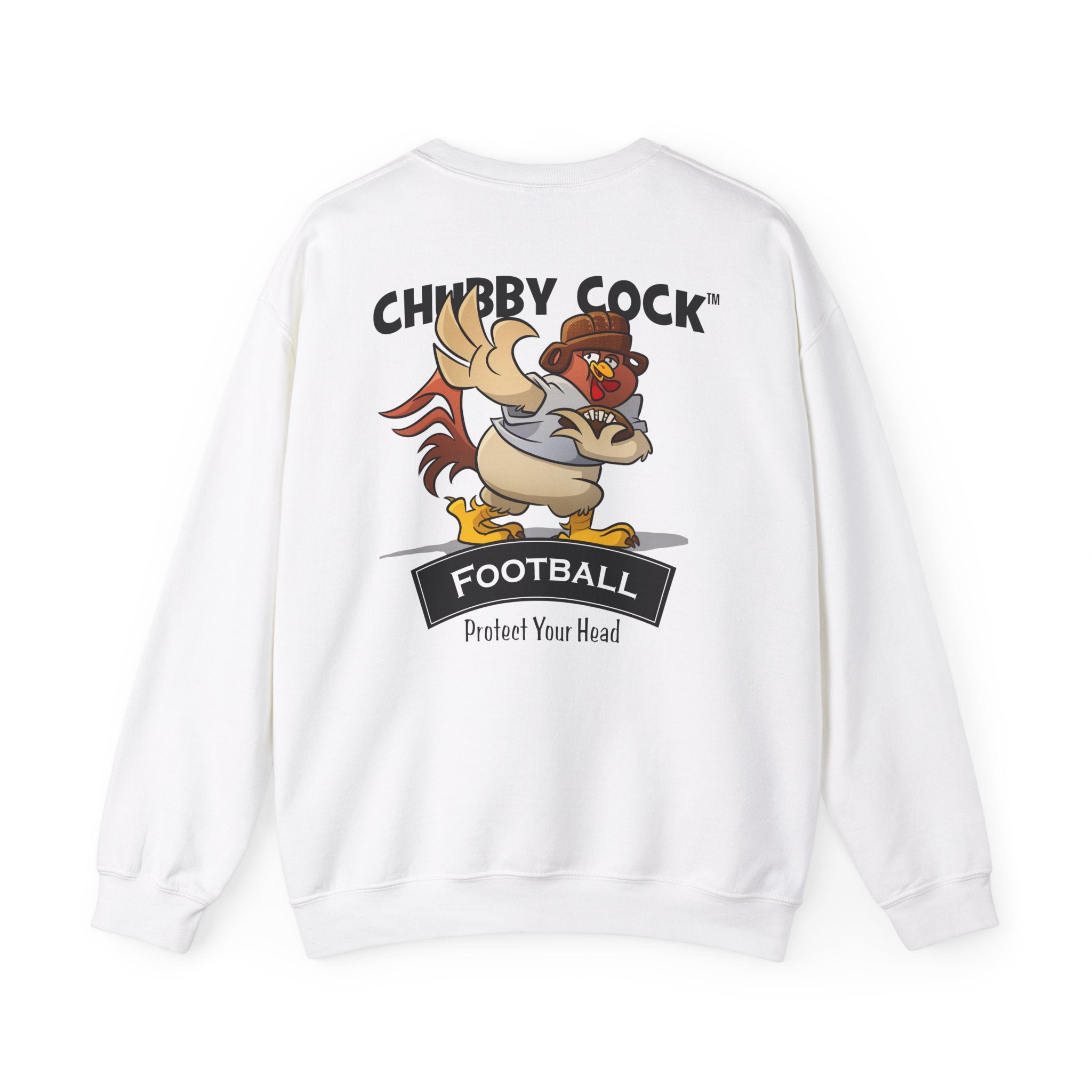 Chubby Cock Football Sweatshirt - Unisex Heavy Blend™ Crewneck - Quirky Rooster Graphic Pullover - Casual Farm Animal Sweatshirt