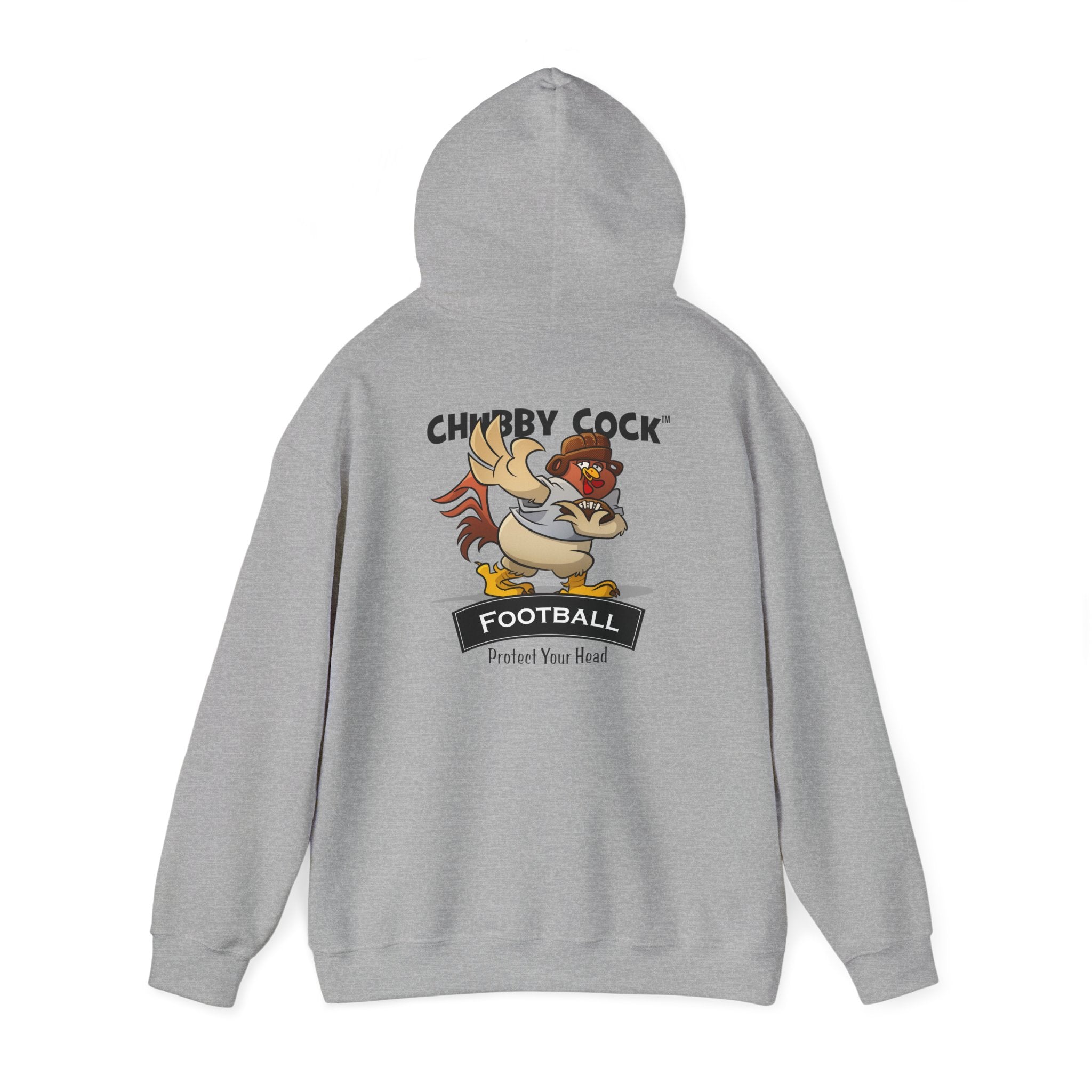 Chubby Cock Football Hoodie - Unisex Heavy Blend™ Hooded Sweatshirt - Farm-Themed Rooster Graphic - Casual Football Pullover Gift