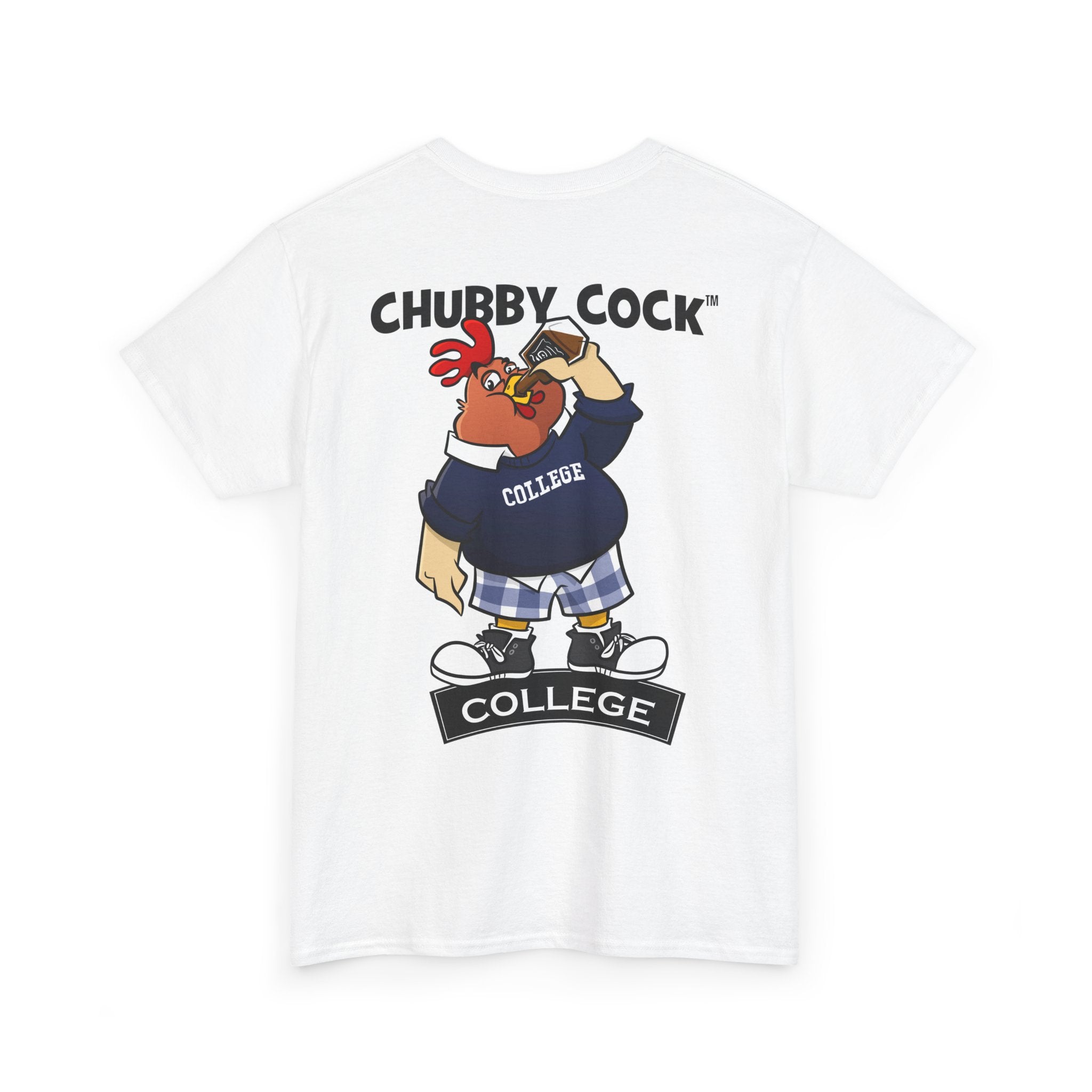 Chubby Cock College T-Shirt - Unisex Heavy Cotton Tee - Farm Animal Graphic Tee - Casual Vintage Style T-shirt - Gift for Him or Her