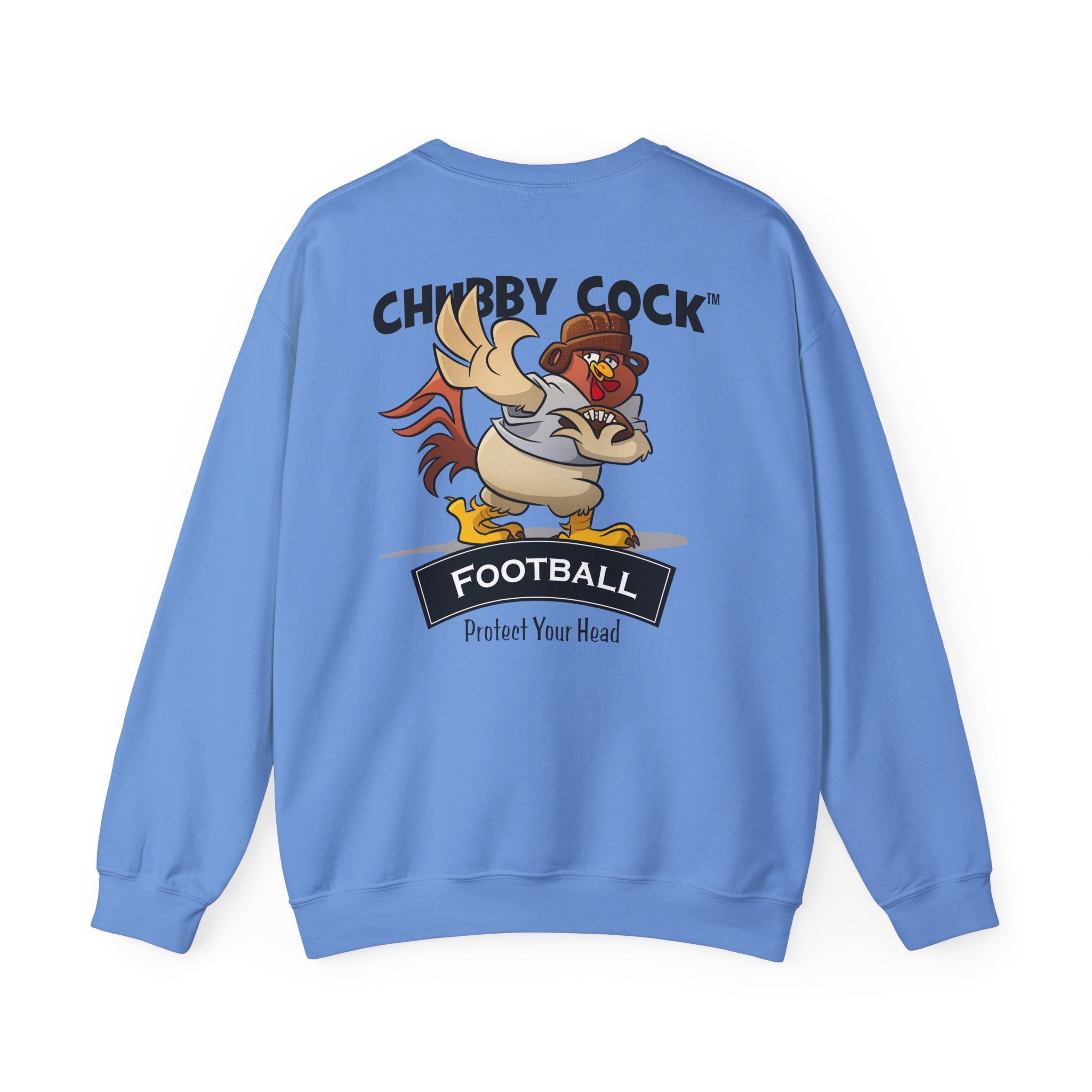 Chubby Cock Football Sweatshirt - Unisex Heavy Blend™ Crewneck - Quirky Rooster Graphic Pullover - Casual Farm Animal Sweatshirt