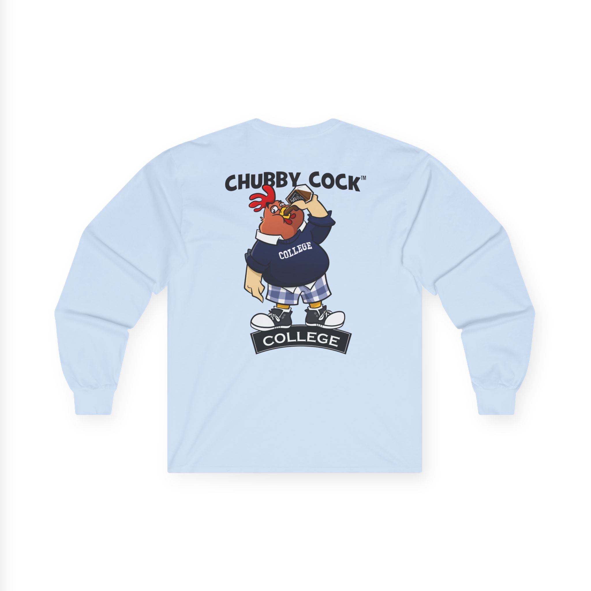 Chubby Cock College Long Sleeve Tee - Unisex Heavy Cotton Long Sleeve Tee - Farm Animal Graphic Tee - Gift for Him or Her - Unisex Ultra Cotton Long Sleeve Tee