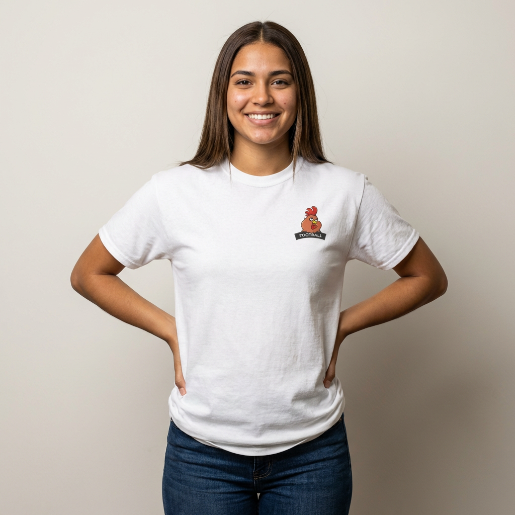 Chubby Cock  Football T-Shirt - Funny -  Unisex Heavy Cotton Tee - Quirky Rooster Graphic Shirt - Casual Football Tee - Gift for Sports Fans