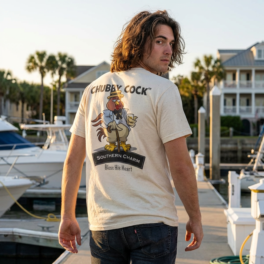 Chubby Cock Southern Charm T-Shirt - Unisex Heavy Cotton Tee - Southern Graphic Shirt - Casual Farm Themed Tee -Gift for Him or Her