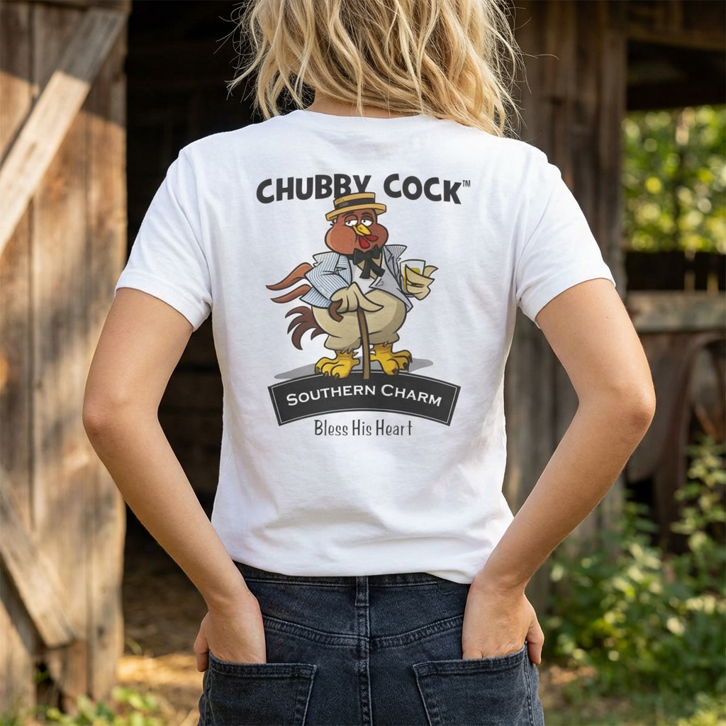 Chubby Cock Southern Charm T-Shirt - Unisex Heavy Cotton Tee - Southern Graphic Shirt - Casual Farm Themed Tee -Gift for Him or Her