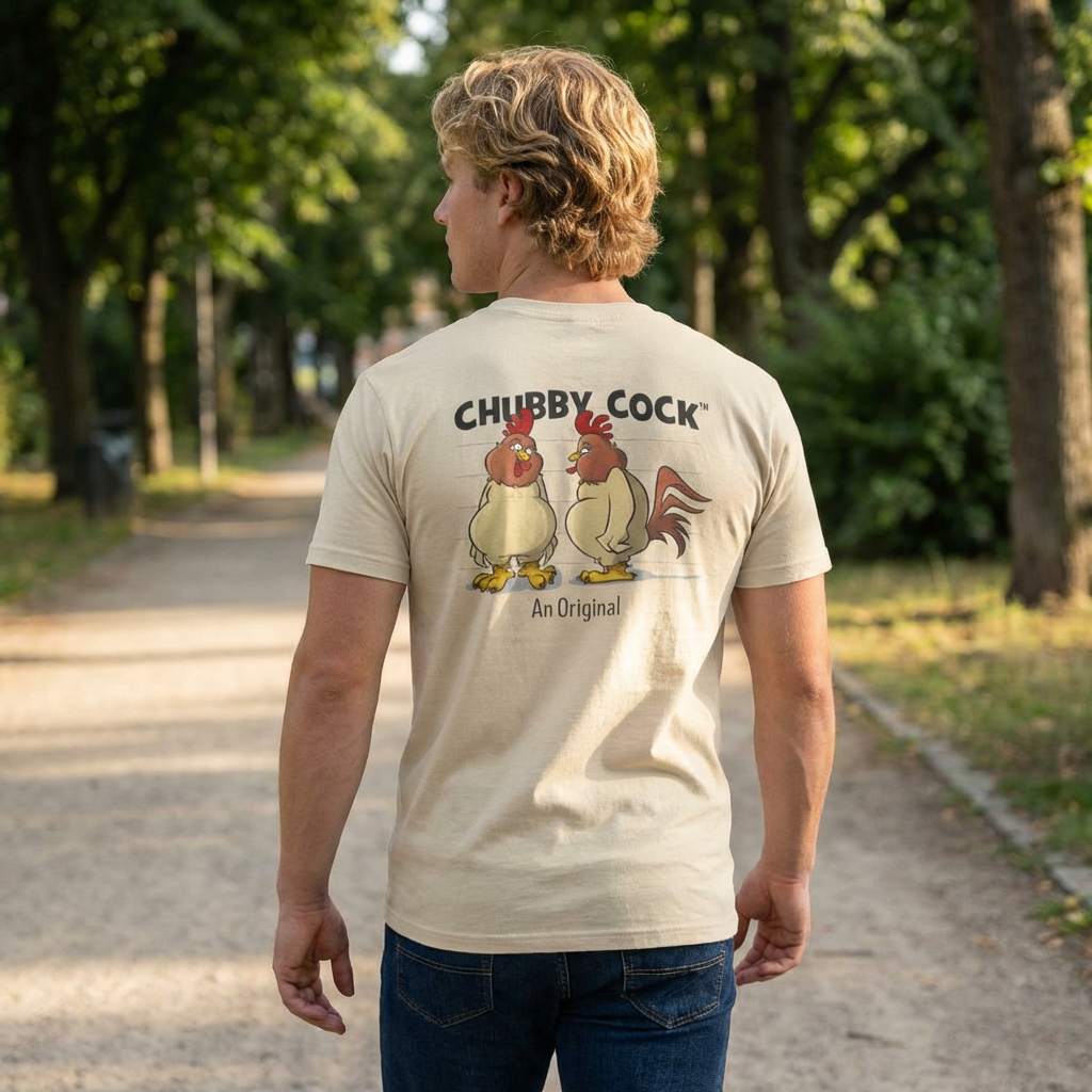 Chubby Cock Original T-Shirt - Unisex Heavy Cotton Tee - Farm-Themed Rooster Graphic Shirt - Casual Funny Animal Tee - Gift for Him or Her