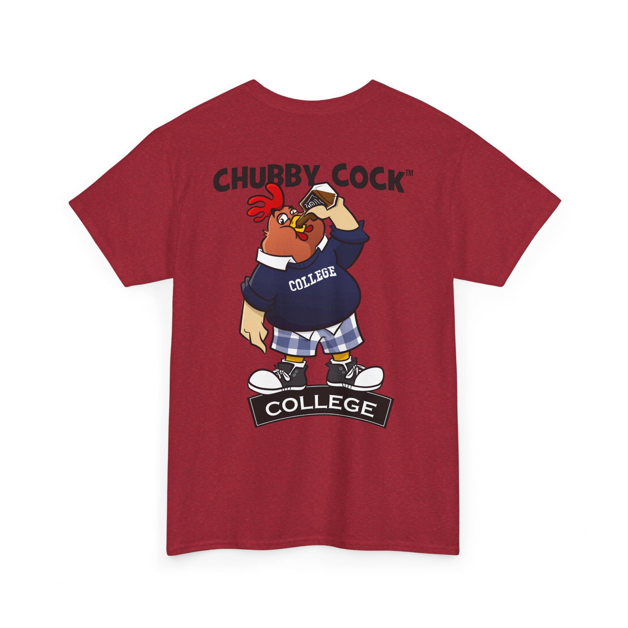 Chubby Cock College T-Shirt - Unisex Heavy Cotton Tee - Farm Animal Graphic Tee - Casual Vintage Style T-shirt - Gift for Him or Her