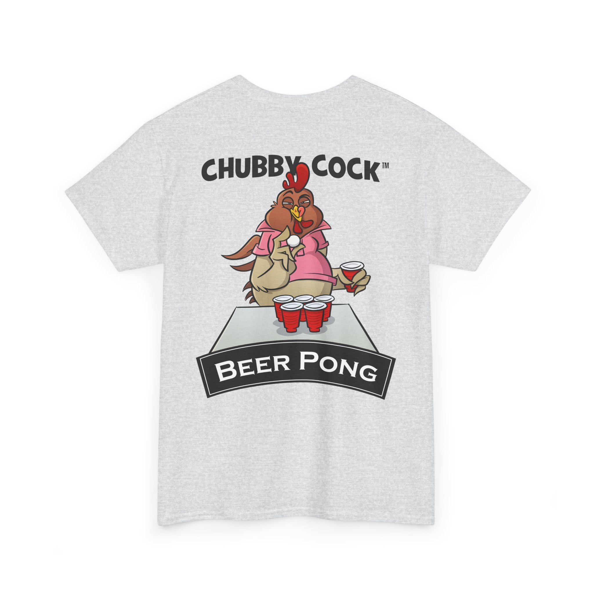 Chubby Cock Beer Pong T-Shirt - Unisex Heavy Cotton Tee - Farm-Themed Graphic Shirt - Quirky Animal Tee - Casual Gift for Him or Her