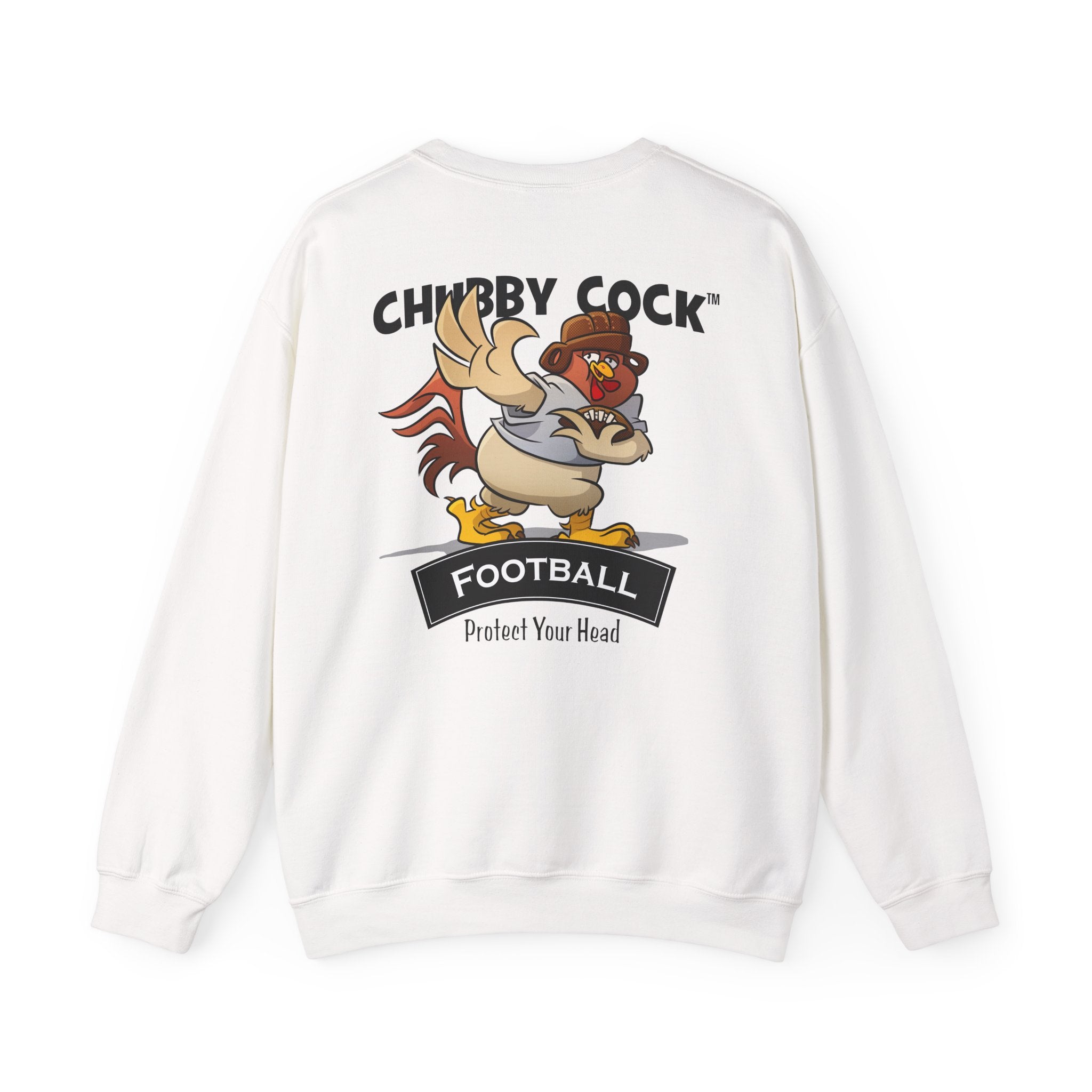 Chubby Cock Football Sweatshirt - Unisex Heavy Blend™ Crewneck - Quirky Rooster Graphic Pullover - Casual Farm Animal Sweatshirt
