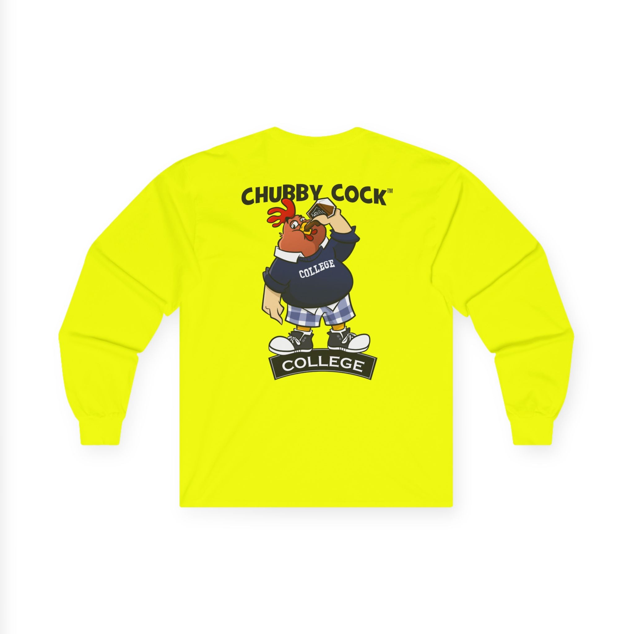 Chubby Cock College Long Sleeve Tee - Unisex Heavy Cotton Long Sleeve Tee - Farm Animal Graphic Tee - Gift for Him or Her - Unisex Ultra Cotton Long Sleeve Tee