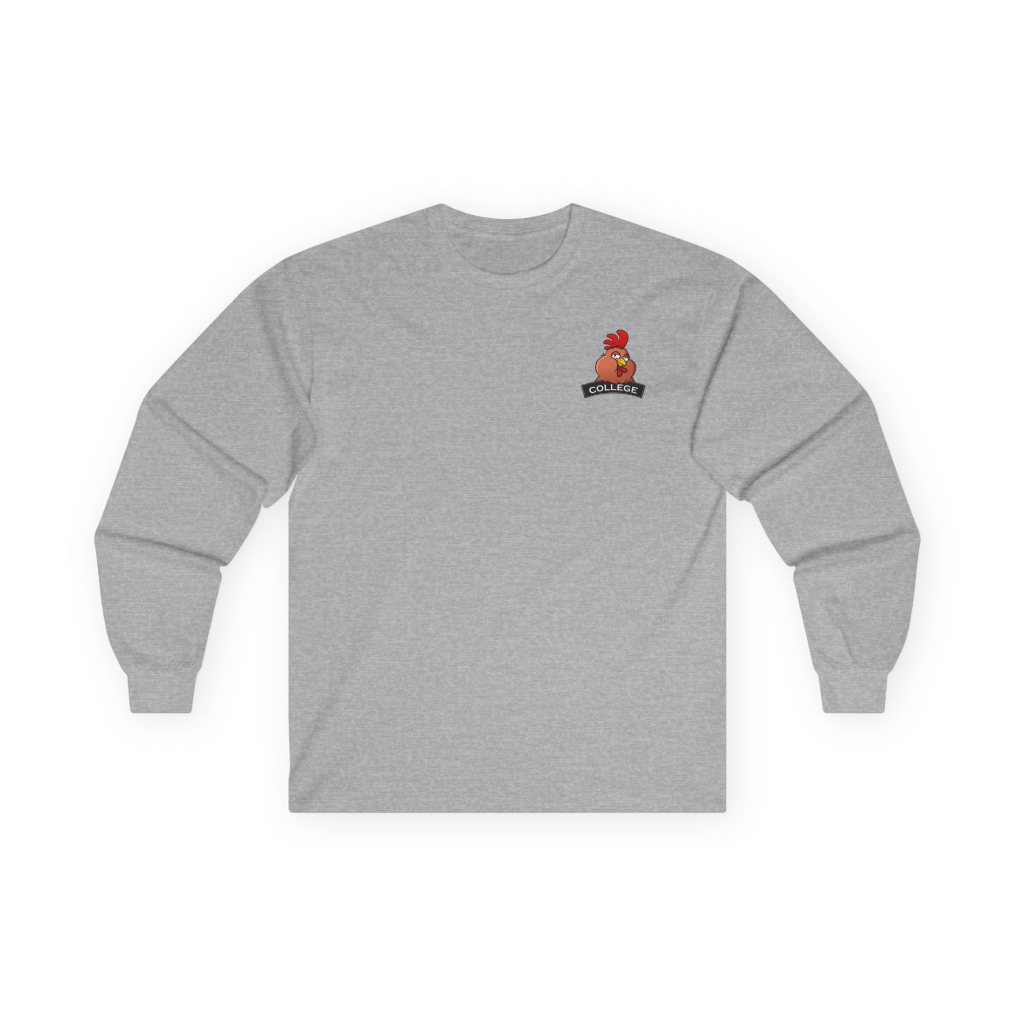 Chubby Cock College Long Sleeve Tee - Unisex Heavy Cotton Long Sleeve Tee - Farm Animal Graphic Tee - Gift for Him or Her - Unisex Ultra Cotton Long Sleeve Tee