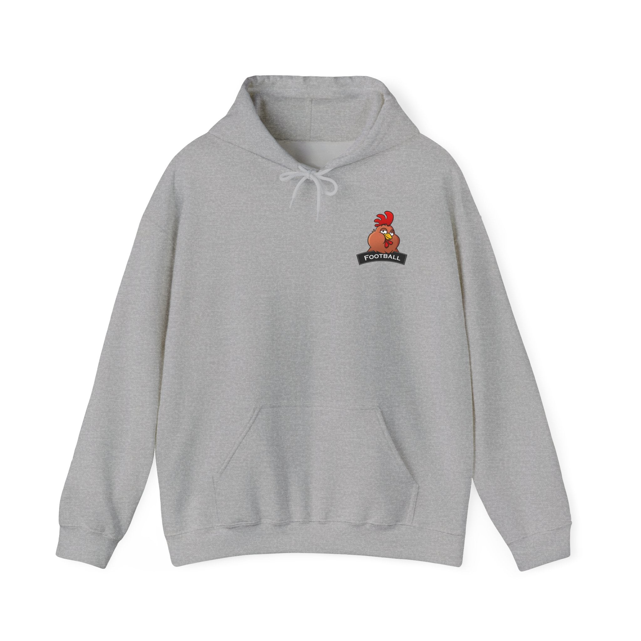 Chubby Cock Football Hoodie - Unisex Heavy Blend™ Hooded Sweatshirt - Farm-Themed Rooster Graphic - Casual Football Pullover Gift